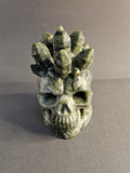 Yushu Jade Skull with Cluster Points – Growth & Wisdom Crystal Carving | 4 Inches
