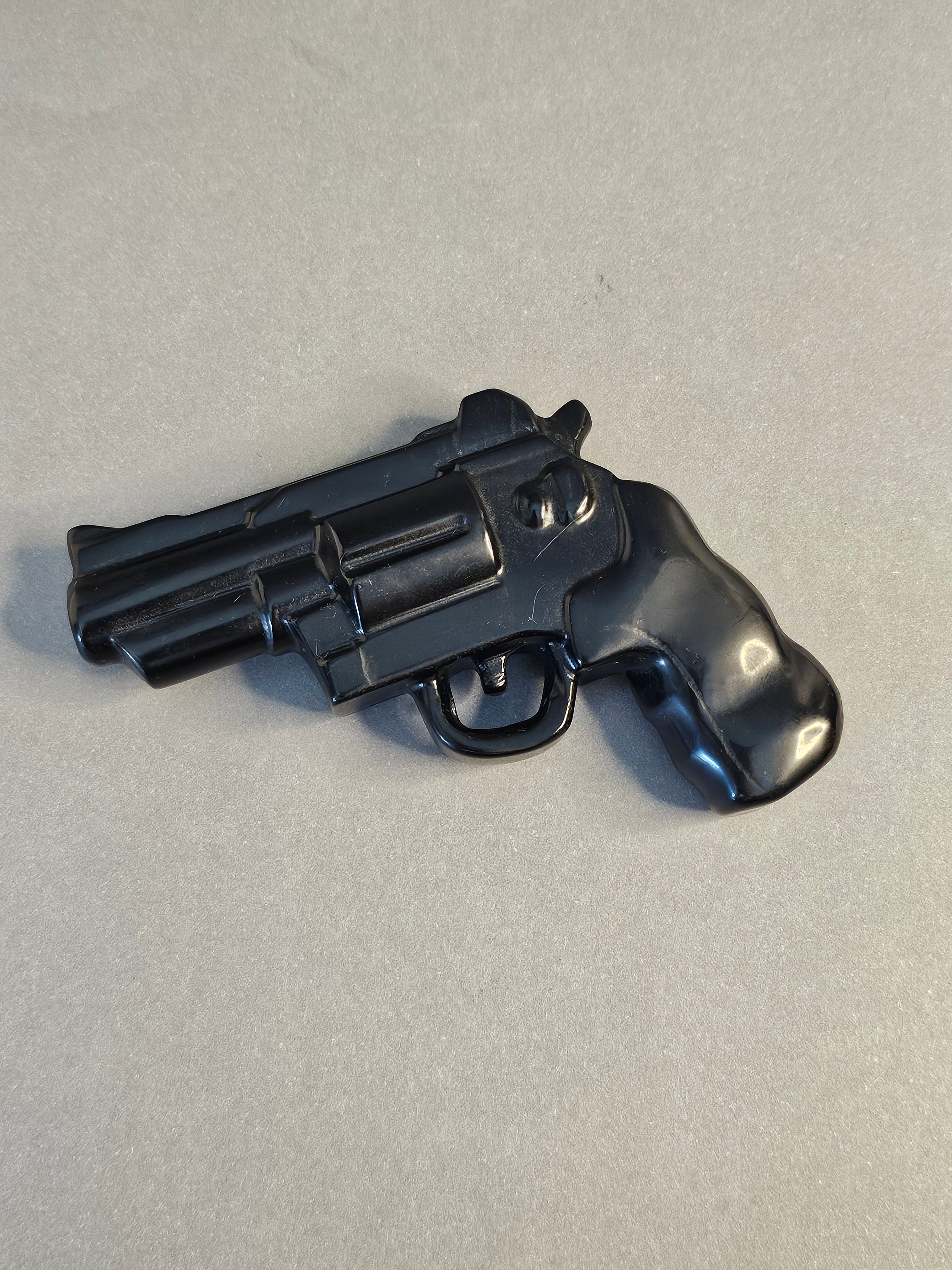 Obsidian Gun Stone Carving – Protective Symbolic Crystal | 2.75 Inches