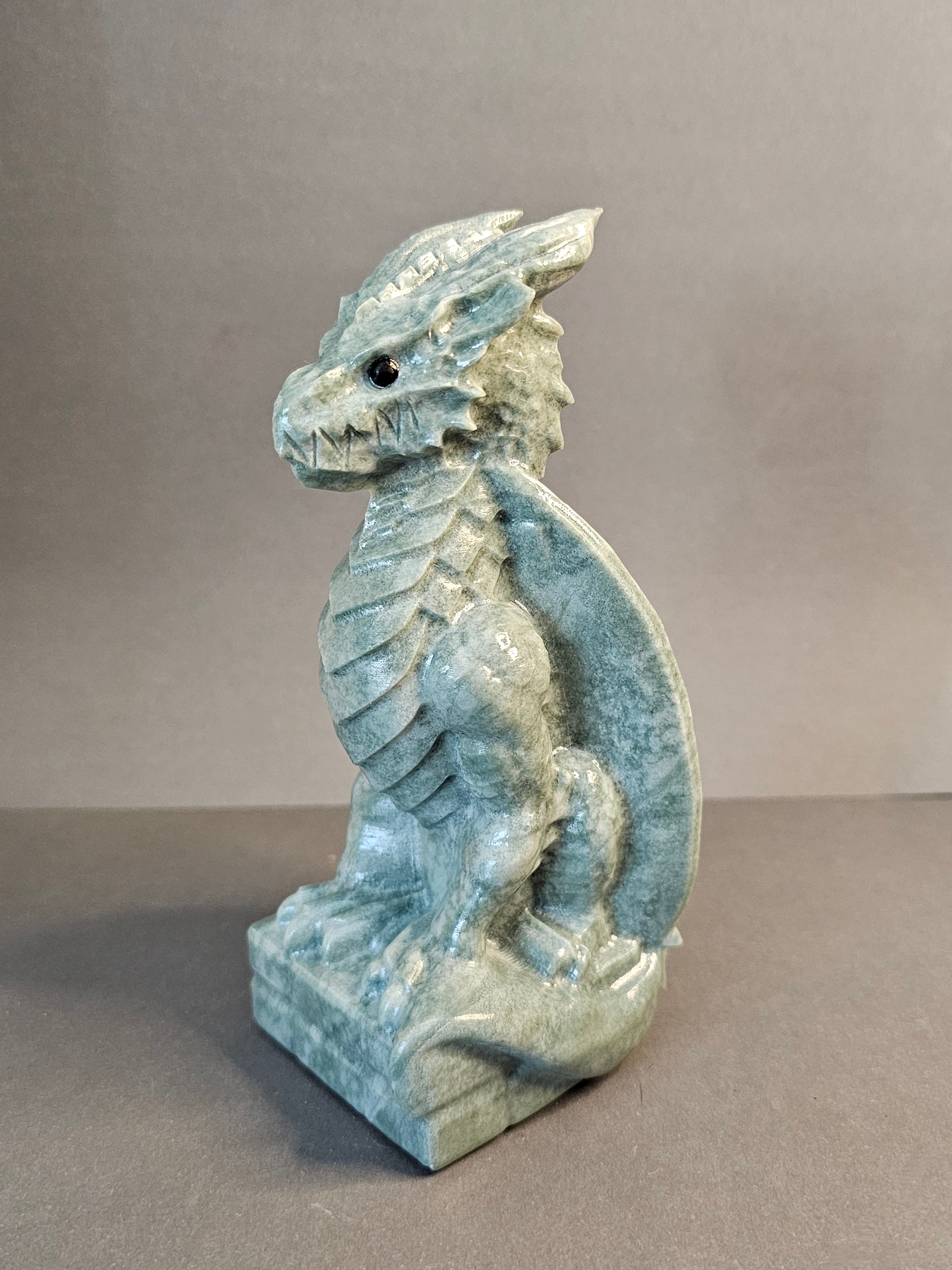 Light Green Jade Dragon – Guardian & Prosperity Crystal Carving | 5.75 Inches