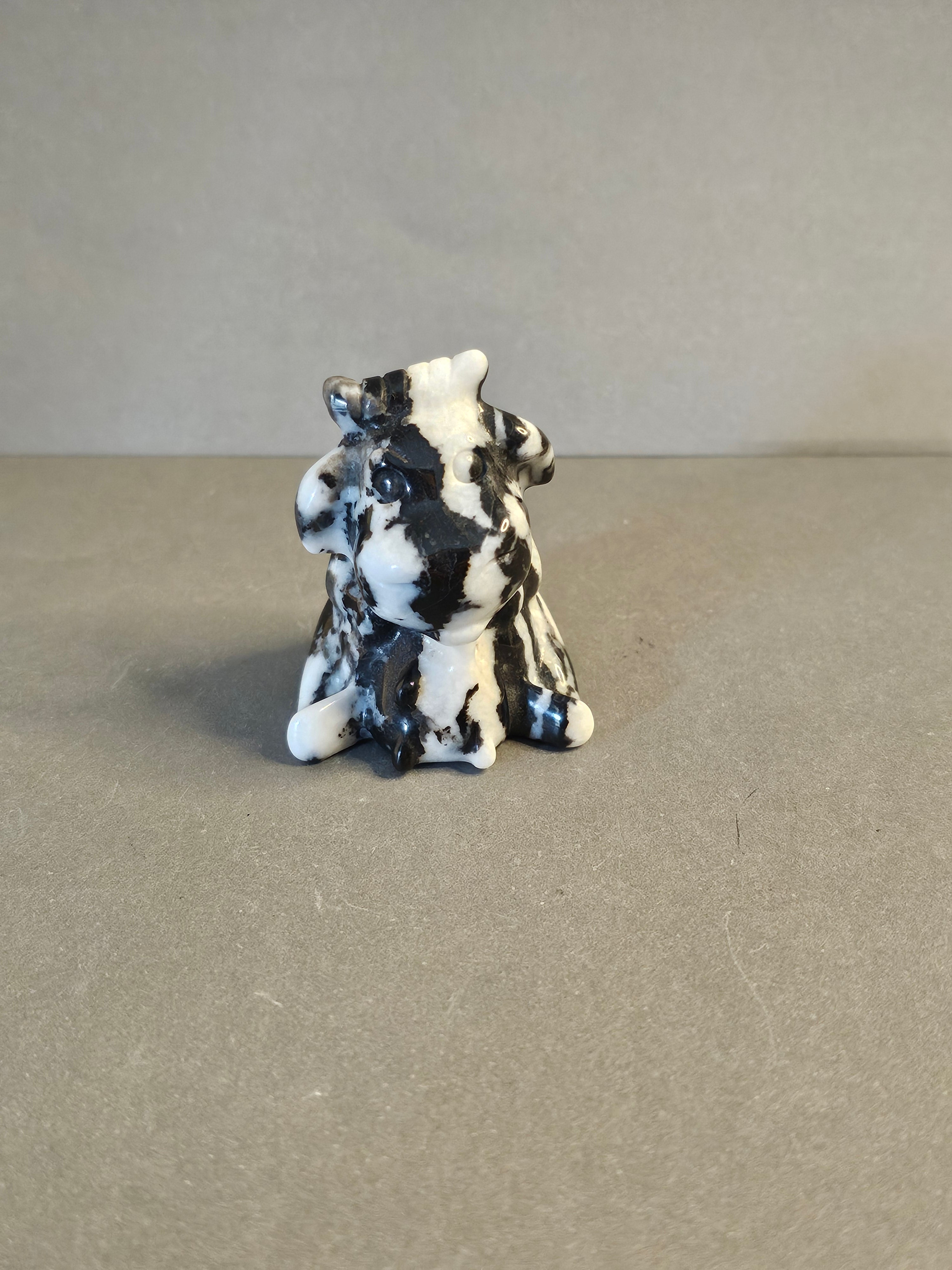 Zebra Jade Cow – Grounding & Abundance Crystal Carving | 2 Inches