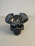 Obsidian Skull with Horns – Dark Protective Crystal Carving | 2.25 Inches