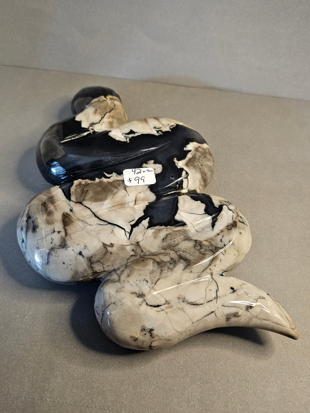 UV Reactive Volcano Agate Snake –  Statement Carving | 9.5 Inches