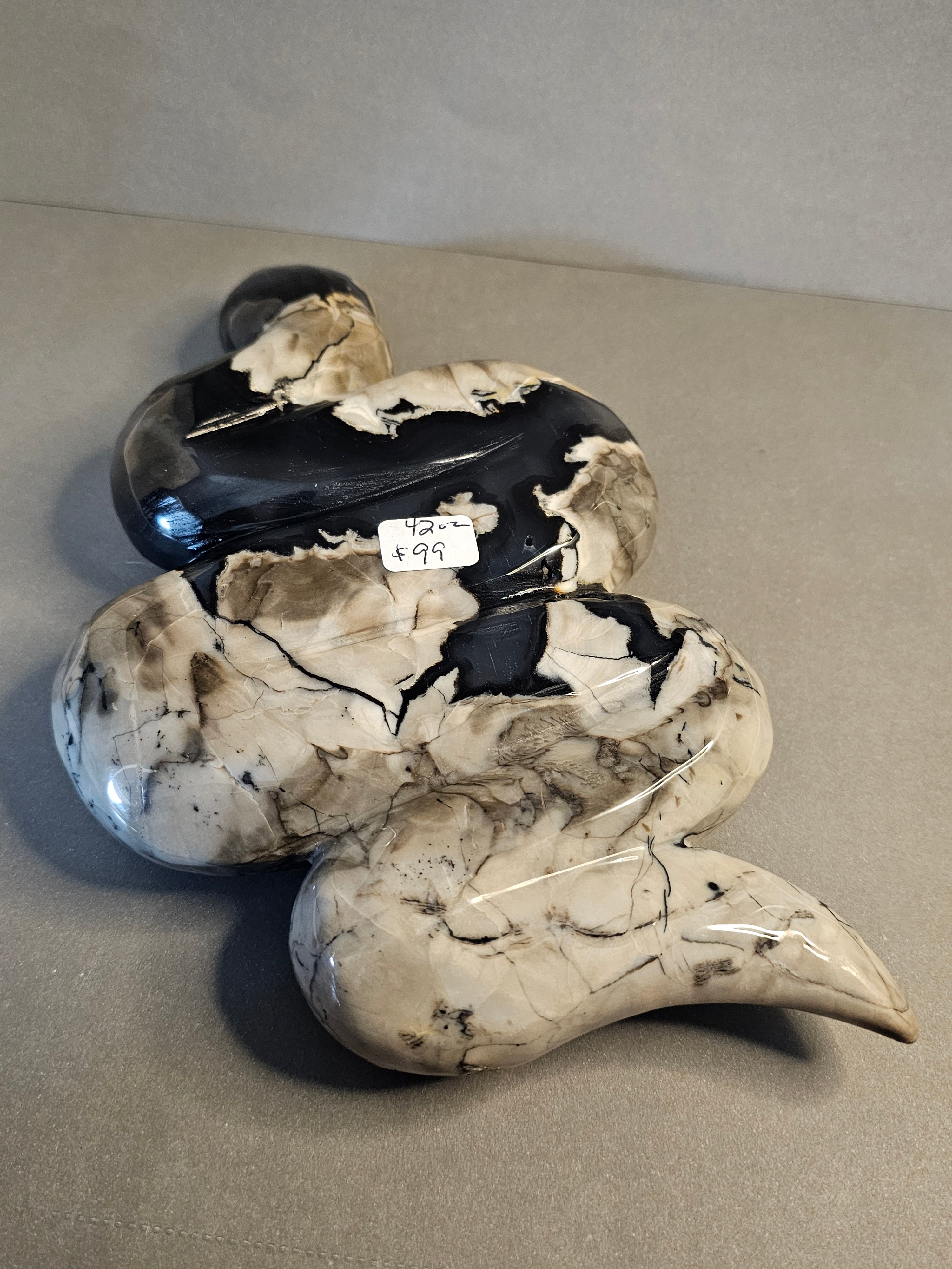 UV Reactive Volcano Agate Snake –  Statement Carving | 9.5 Inches
