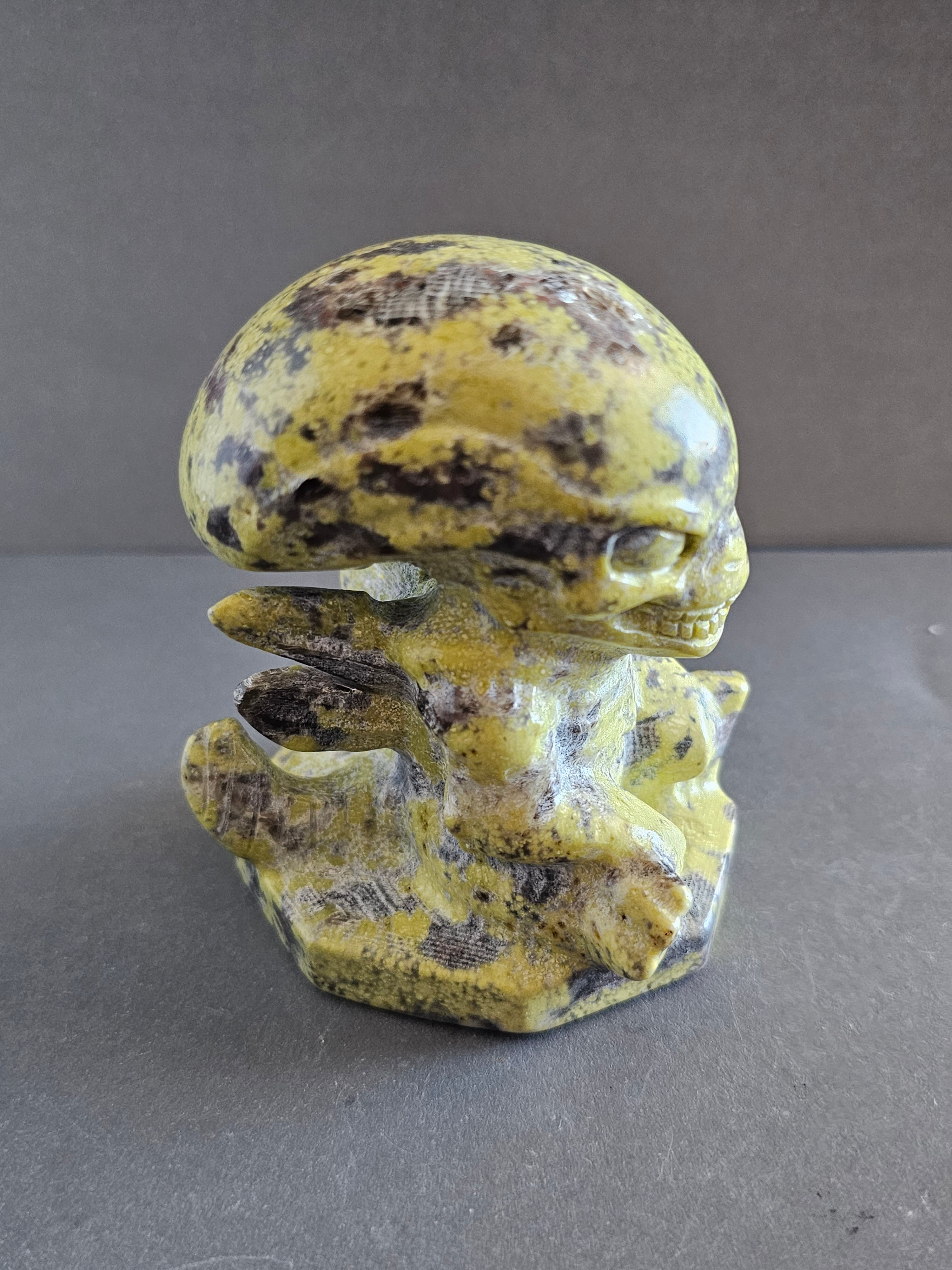 Xenomorph Alien Crystal Carving – Larvikite, Jasper, Aventurine, or Astrophyllite | 3 Inches