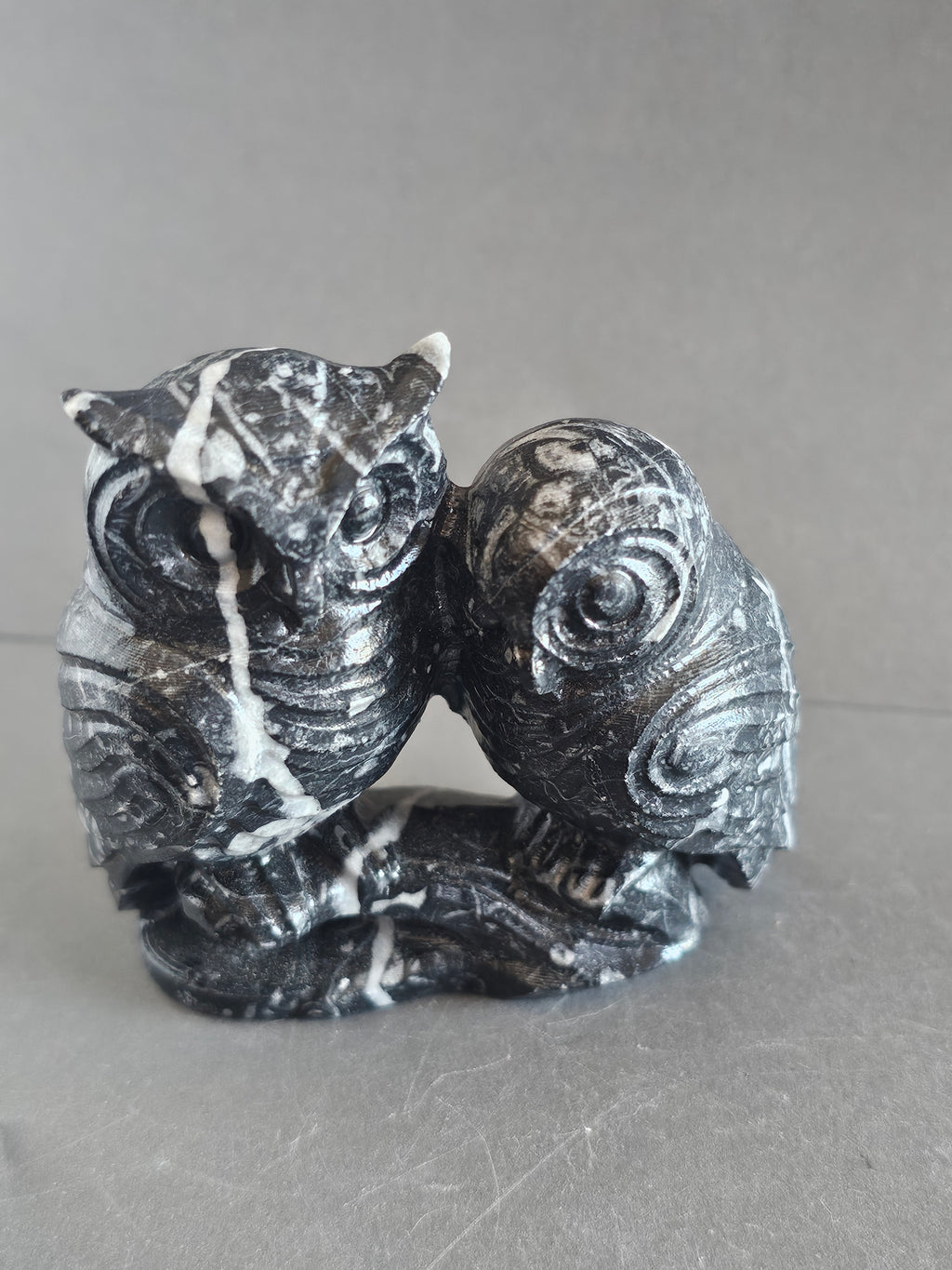 Fossil Jasper Owl Pair – 3” Tall | Love, Loyalty & Grounded Connection Crystal Carving
