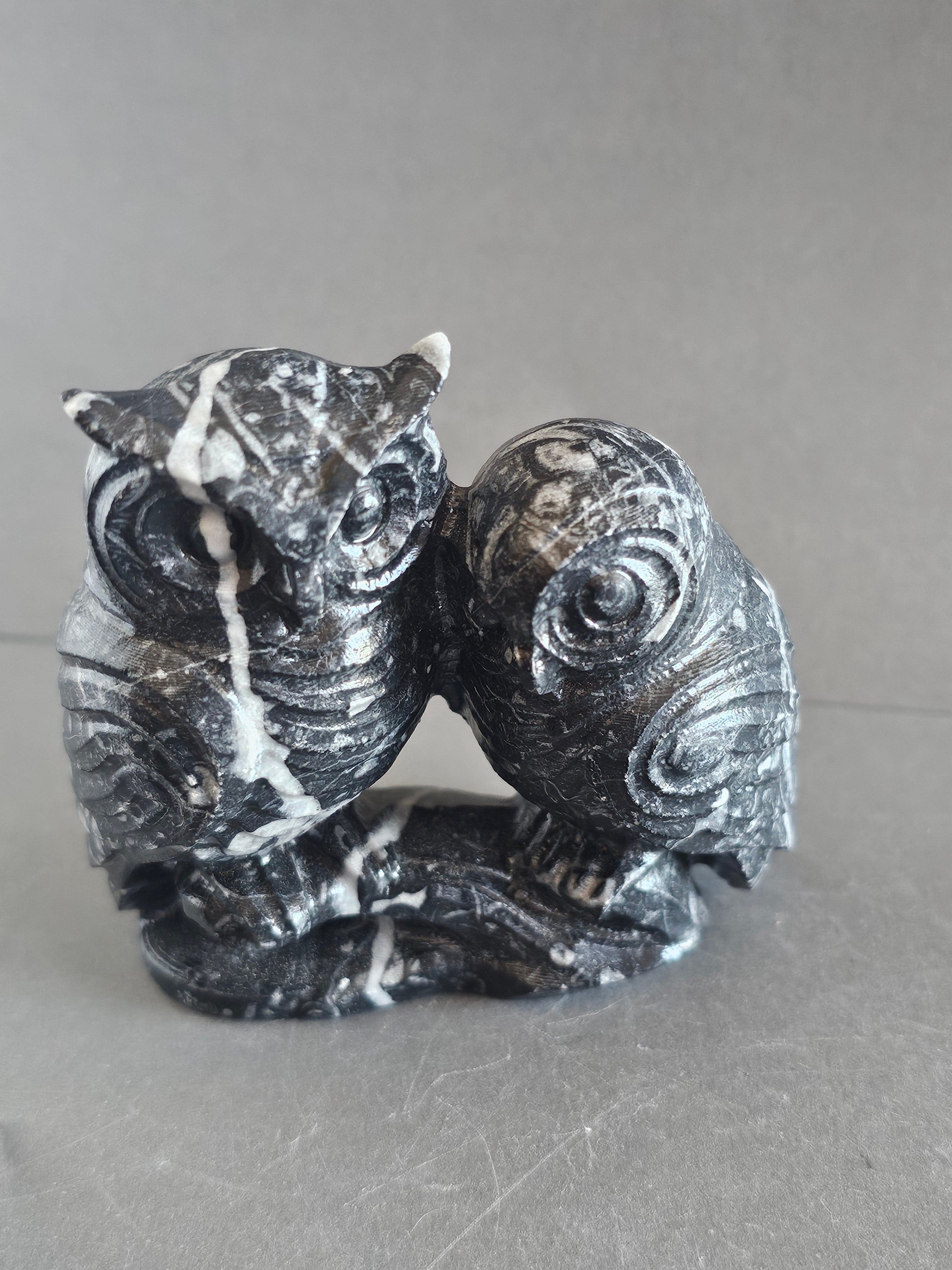Fossil Jasper Owl Pair – 3” Tall | Love, Loyalty & Grounded Connection Crystal Carving