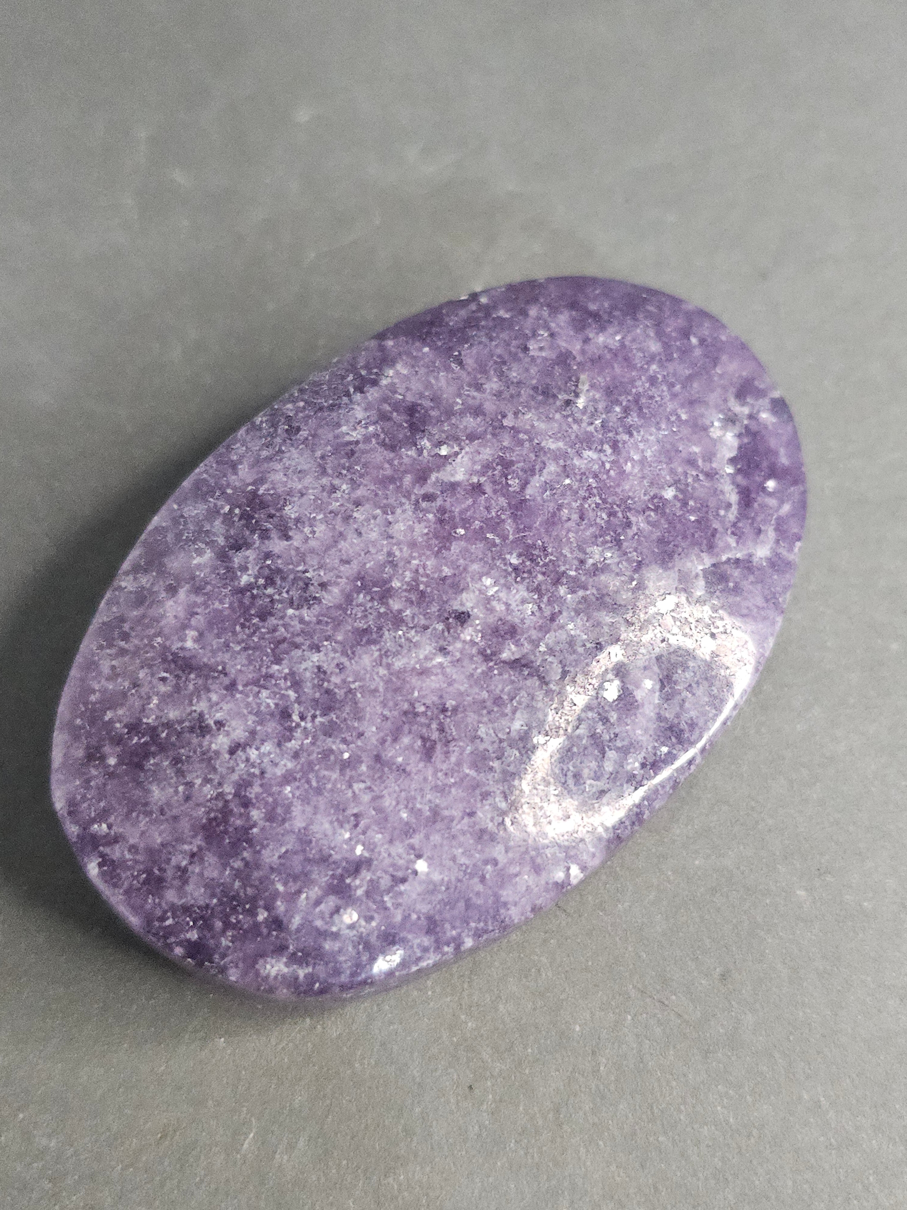Lepidolite Palmstone – 2" Calming Crystal Pocket Stone