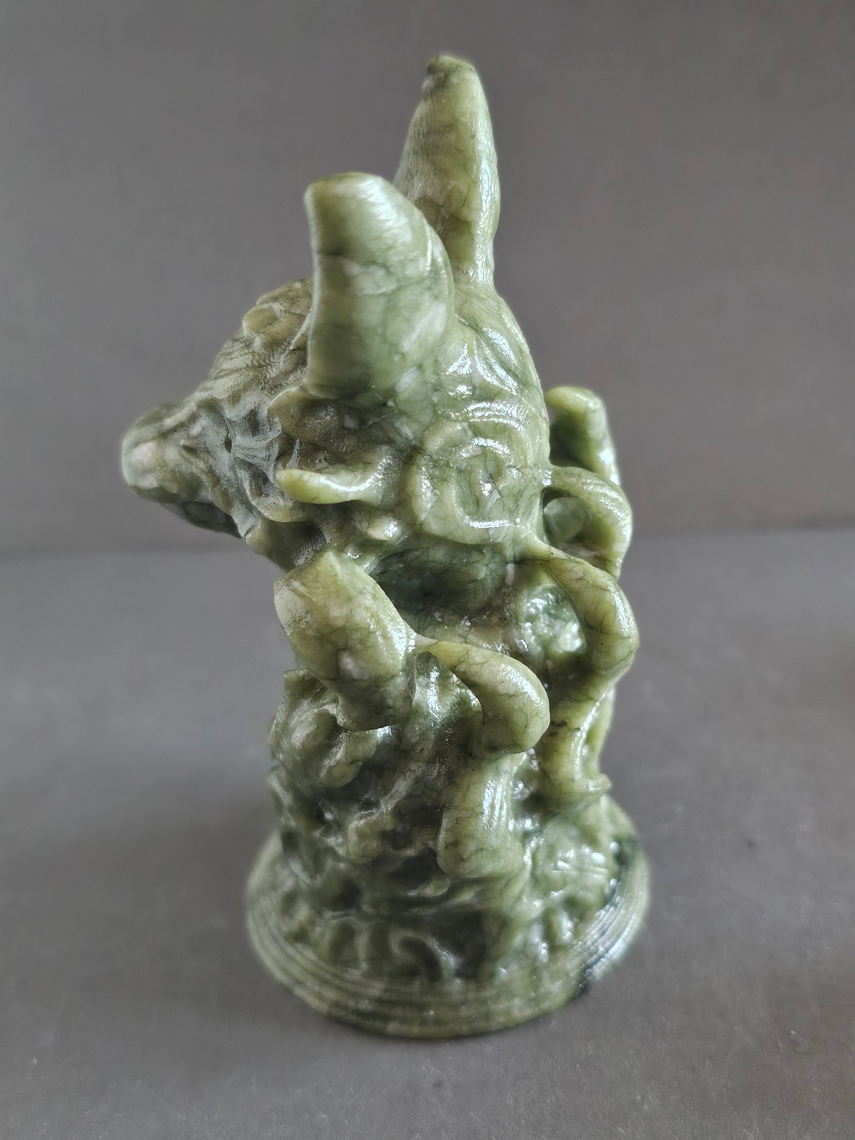 Jade Fantasy Wolf Bust – 4” Tall | Protection, Intuition & Guardian Spirit Crystal