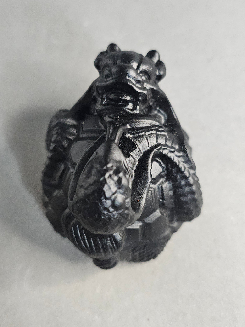 Obsidian Dragon Turtle with Snake – 2" Guardian Collector Carving